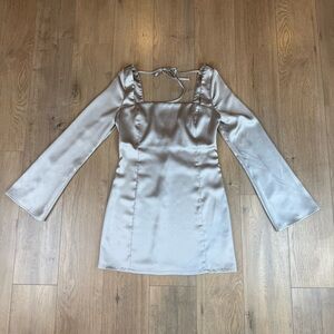 Wild Fable Silver Mini Dress with Bell Sleeves